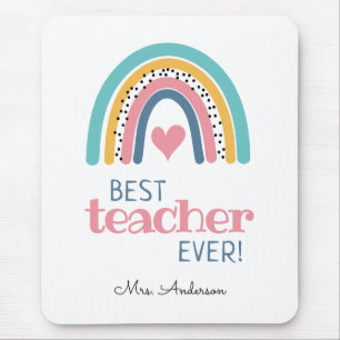 Colourful Rainbow Best Teacher Ever Tote Bag Mouse Pad