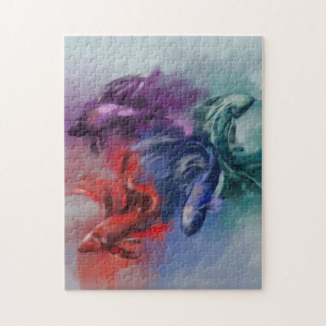 Colourful Rainbow Betta Fish green red blue purple Jigsaw Puzzle (Vertical)
