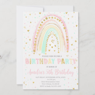 Colourful Rainbow Birthday Invite, Rainbow Invitation