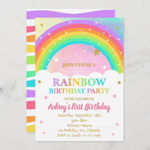 Colourful Rainbow Birthday Party Invitation