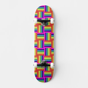 Colourful Rainbow Block Pattern Skateboard
