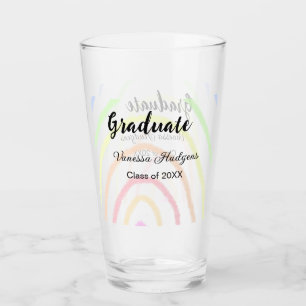Colourful rainbow boho graduation add name year  glass
