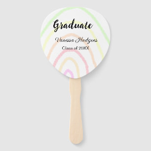 Colourful rainbow boho graduation add name year hand fan