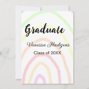 Colourful rainbow boho graduation add name year invitation