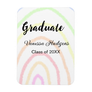 Colourful rainbow boho graduation add name year magnet