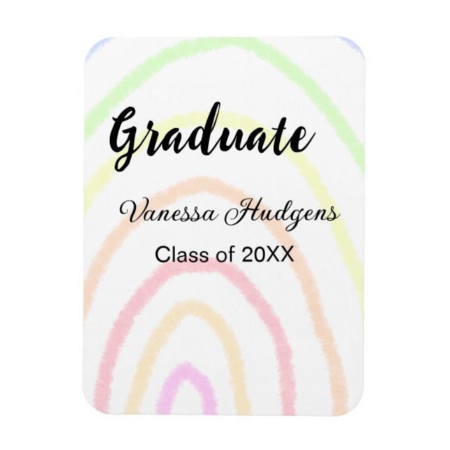 Colourful rainbow boho graduation add name year  magnet (Vertical)
