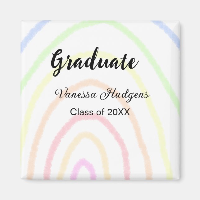 Colourful rainbow boho graduation add name year  magnet (Front)