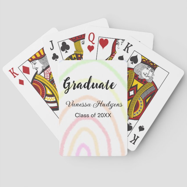 Colourful rainbow boho graduation add name year  playing cards (Back)