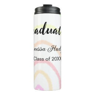 Colourful rainbow boho graduation add name year thermal tumbler