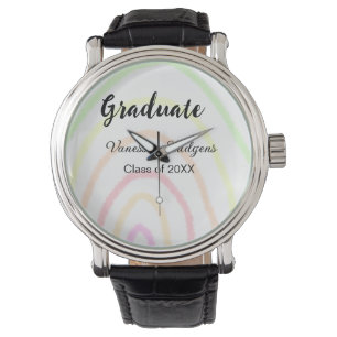 Colourful rainbow boho graduation add name year  watch