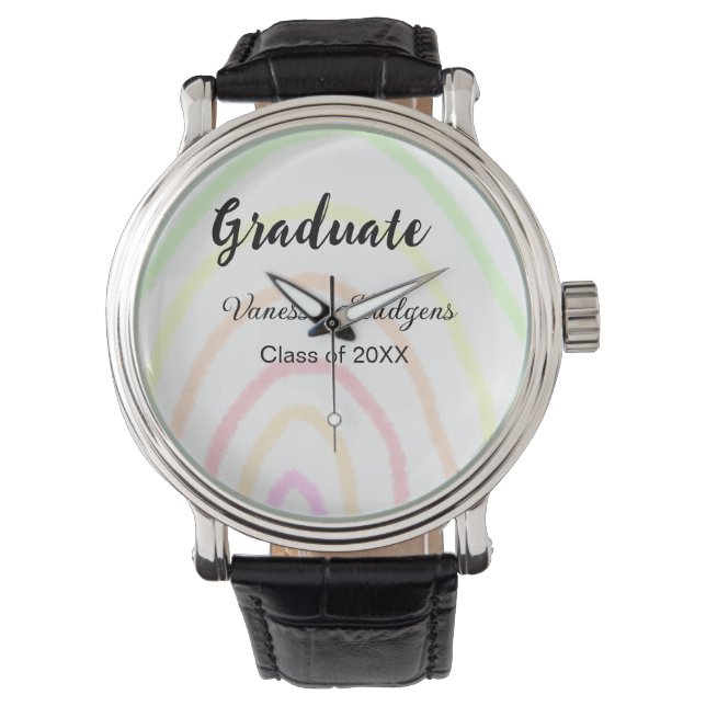 Colourful rainbow boho graduation add name year  watch (Front)