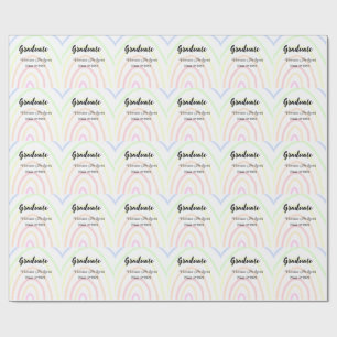 Colourful rainbow boho graduation add name year wrapping paper