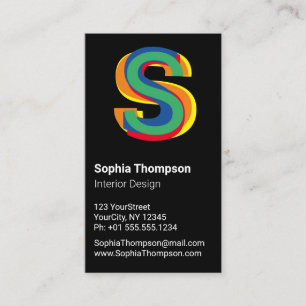 Colourful Rainbow Bold Typography Monogram Letter Business Card