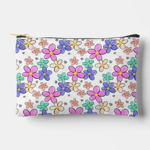 colourful rainbow bright flowers bumble bees flora accessory pouch