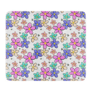 colourful rainbow bright flowers bumble bees flora cutting board