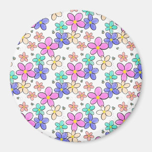 colourful rainbow bright flowers bumble bees flora magnet
