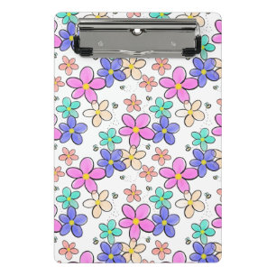 colourful rainbow bright flowers bumble bees flora mini clipboard