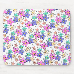 colourful rainbow bright flowers bumble bees flora mouse pad