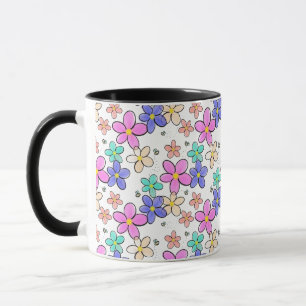 colourful rainbow bright flowers bumble bees flora mug