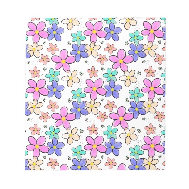 colourful rainbow bright flowers bumble bees flora notepad (Front)