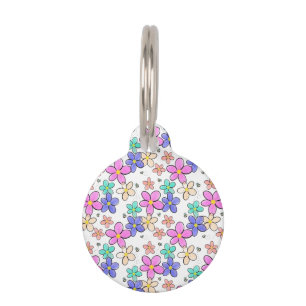 colourful rainbow bright flowers bumble bees flora pet tag