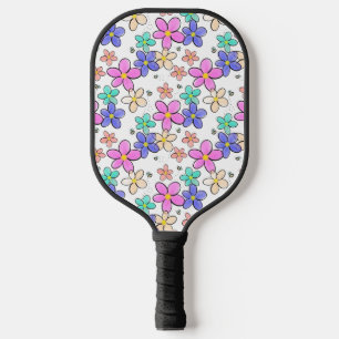 colourful rainbow bright flowers bumble bees flora pickleball paddle