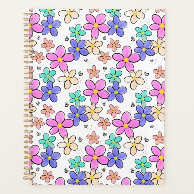 colourful rainbow bright flowers bumble bees flora planner (Front)