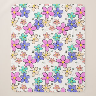 colourful rainbow bright flowers bumble bees flora sherpa blanket