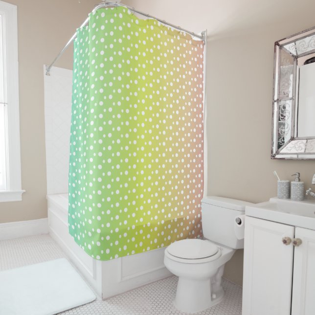 Colourful rainbow bubble gradient   shower curtain (In Situ)