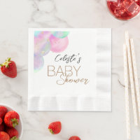 Colourful Rainbow Bubbles White Baby Shower Napkin