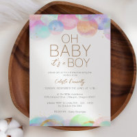 Colourful Rainbow Bubbles White Oh Baby Boy Shower