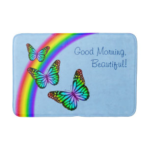 Colourful Rainbow Butterflies Bath Mat