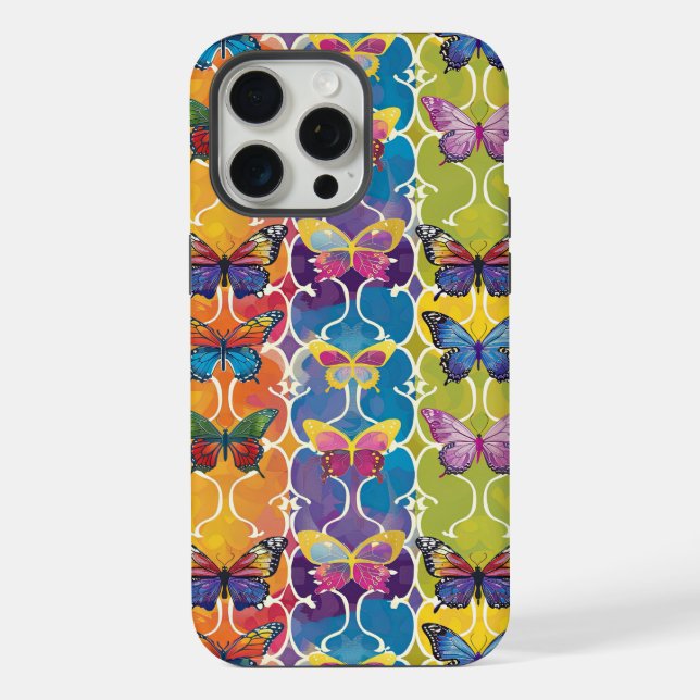 Colourful Rainbow Butterflies Digital Patterned iPhone Case (Back)