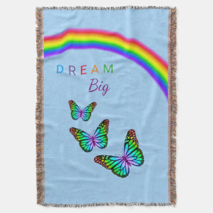 Colourful Rainbow Butterflies Throw Blanket