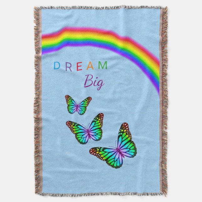 Colourful Rainbow Butterflies Throw Blanket (Front Vertical)