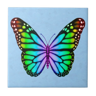 Colourful Rainbow Butterflies Tile