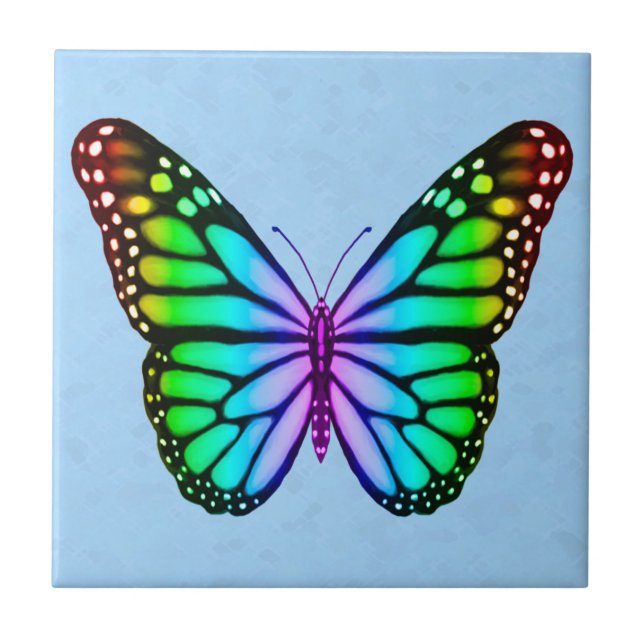Colourful Rainbow Butterflies Tile (Front)