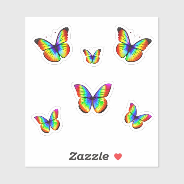 Colourful Rainbow Butterfly Decals for cars (Sheet)