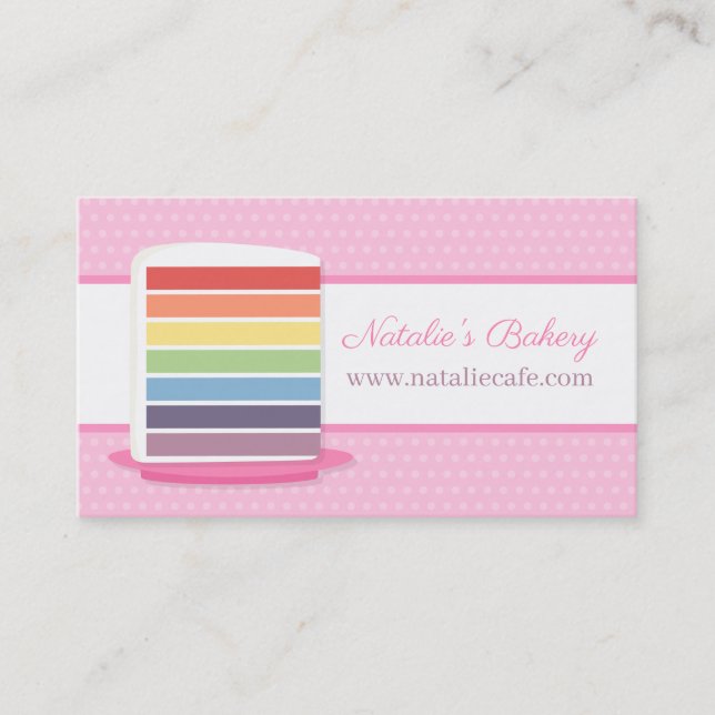 Colourful Rainbow Cake Bakery Business Card (Front)