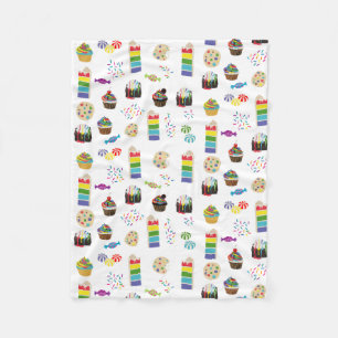 Colourful Rainbow Cake Desserts & Sprinkles Patter Fleece Blanket