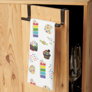 Colourful Rainbow Cake Desserts & Sprinkles Patter Tea Towel