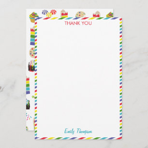 Colourful Rainbow Cake Desserts & Sprinkles Patter Thank You Card