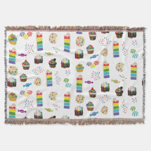 Colourful Rainbow Cake Desserts & Sprinkles Patter Throw Blanket
