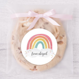 Colourful Rainbow Calligraphy Kids Birthday Classic Round Sticker