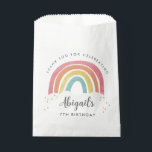 Colourful Rainbow Calligraphy Kids Birthday Favour Bag<br><div class="desc">Colourful Rainbow Calligraphy Kids Birthday Favour Bags feature a hand drawn rainbow in shades of pink,  orange,  yellow and turquoise and a trendy calligraphy name.</div>