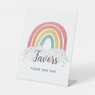 Colourful Rainbow Calligraphy Kids Birthday Favour Pedestal Sign