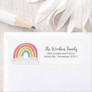 Colourful Rainbow Calligraphy Return Address  Label
