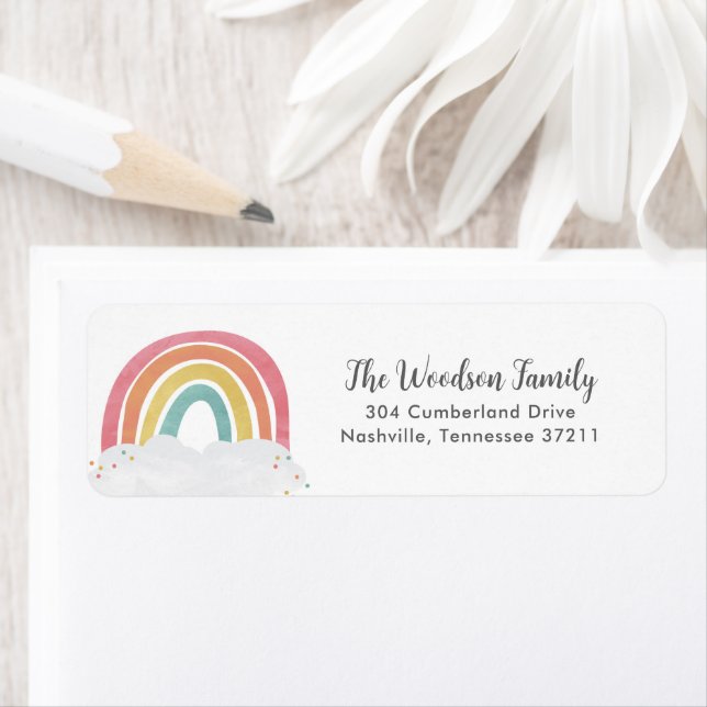 Colourful Rainbow Calligraphy Return Address  Return Address Label (Insitu)