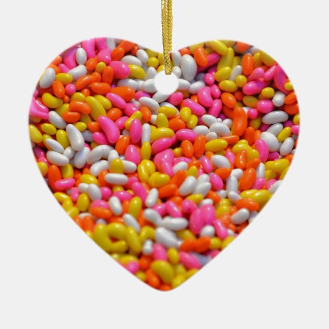 Colourful rainbow candy jelly bean confectionery ceramic ornament (Front)