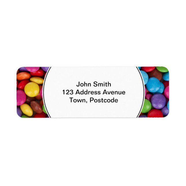 Colourful rainbow candy sweets return address label (Front)